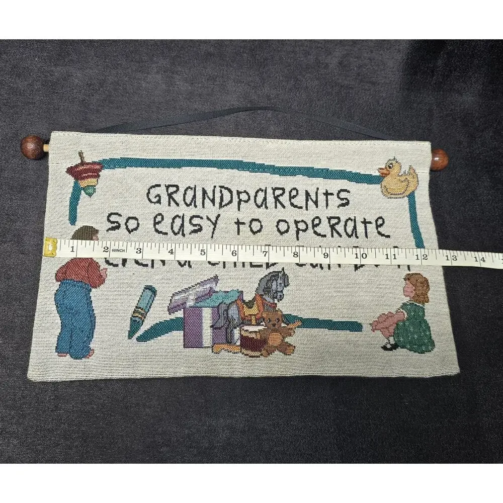 Grandparents Easy To Operate A Child Can Do It Embroidered Hanging Wall Decor
